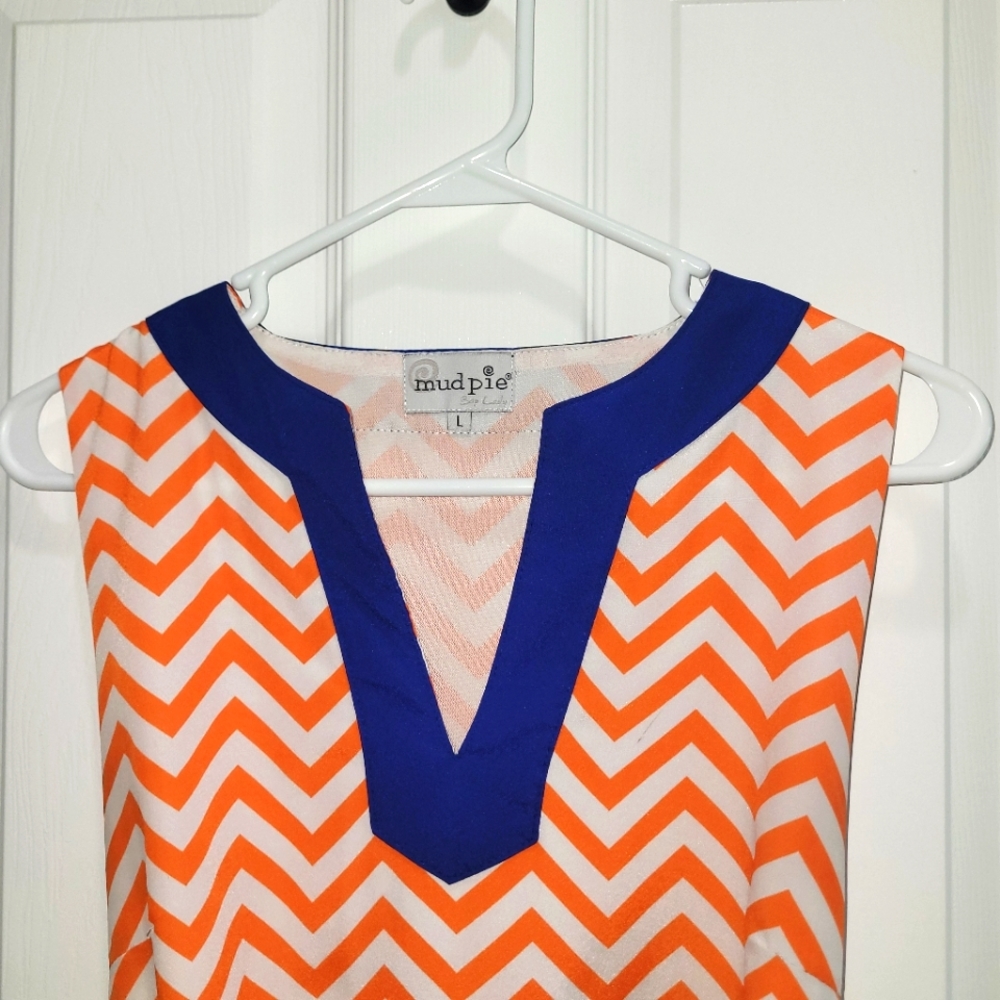 Orange and white chevron dress